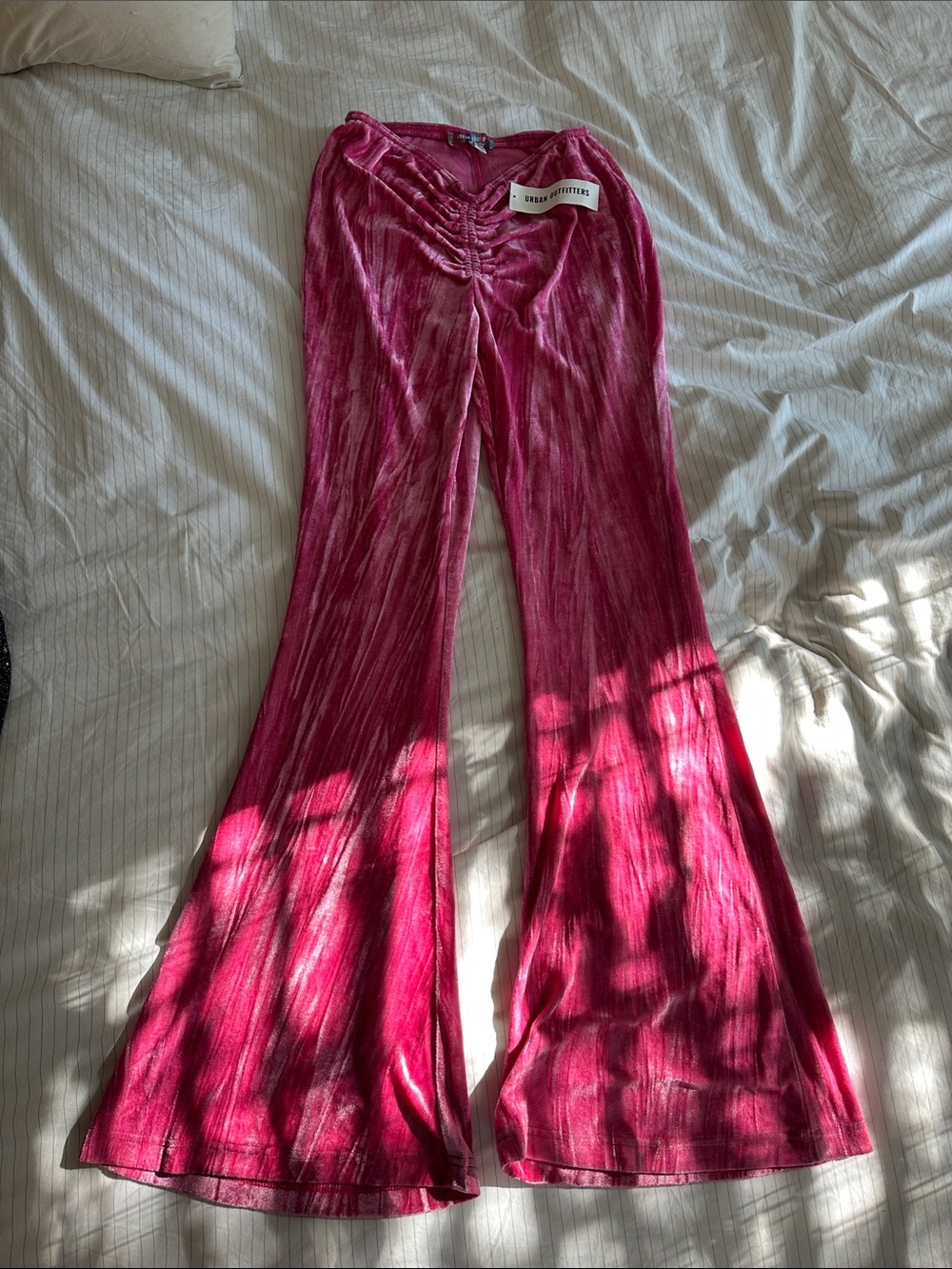 Urban Outfitters Pink Velour Bell Bottom Pants